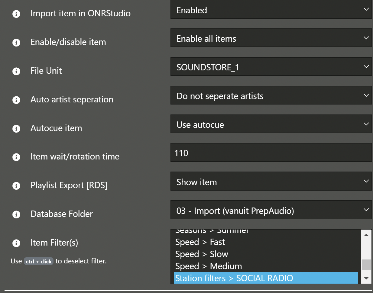 PrepAudio Settings